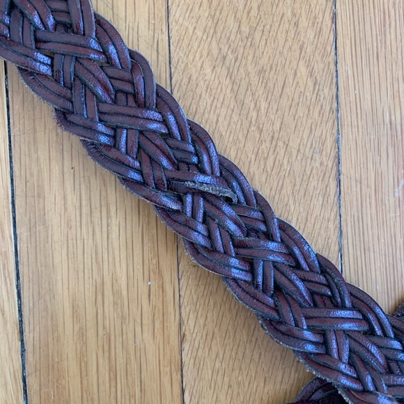 SOLD Anthropologie Dark Brown Woven Leather Belt L - Picture 3 of 4